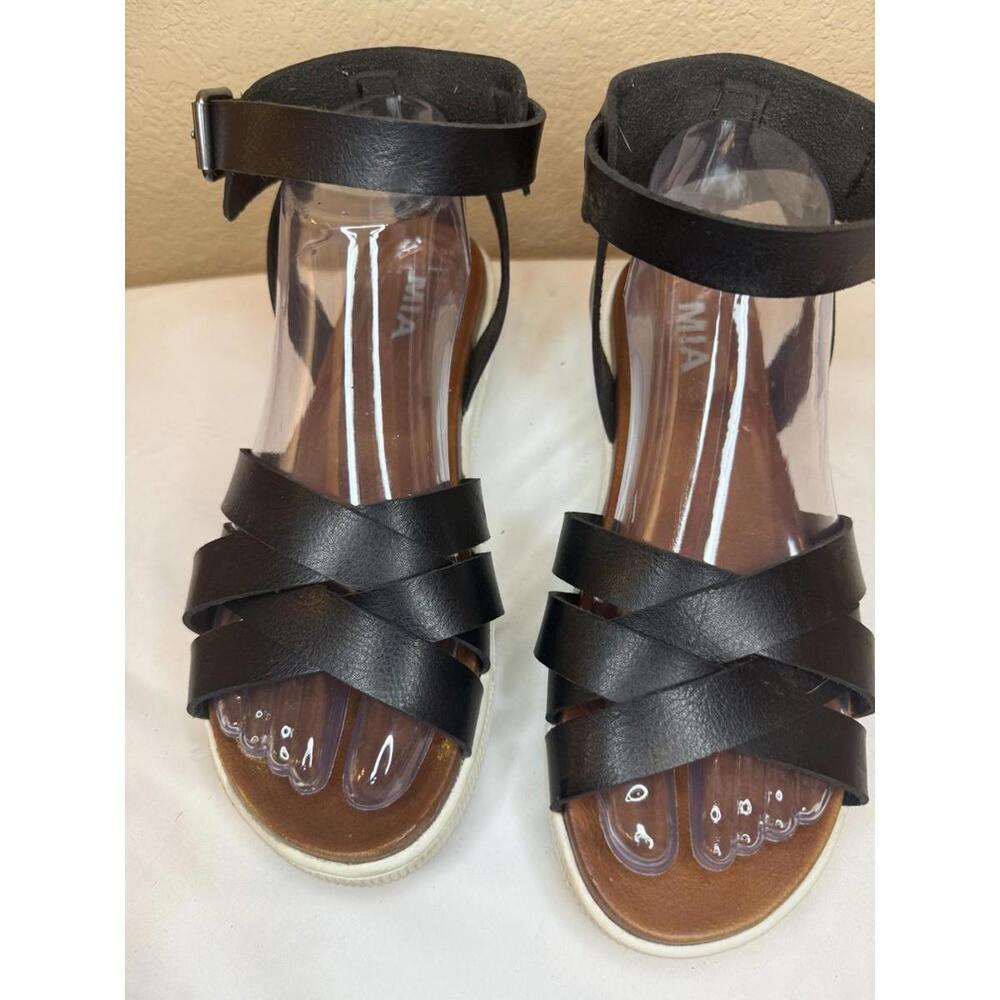 MIA‎ Women's Sport Sandal Size 8 Platform Ankle Strap Black Comfort Soft